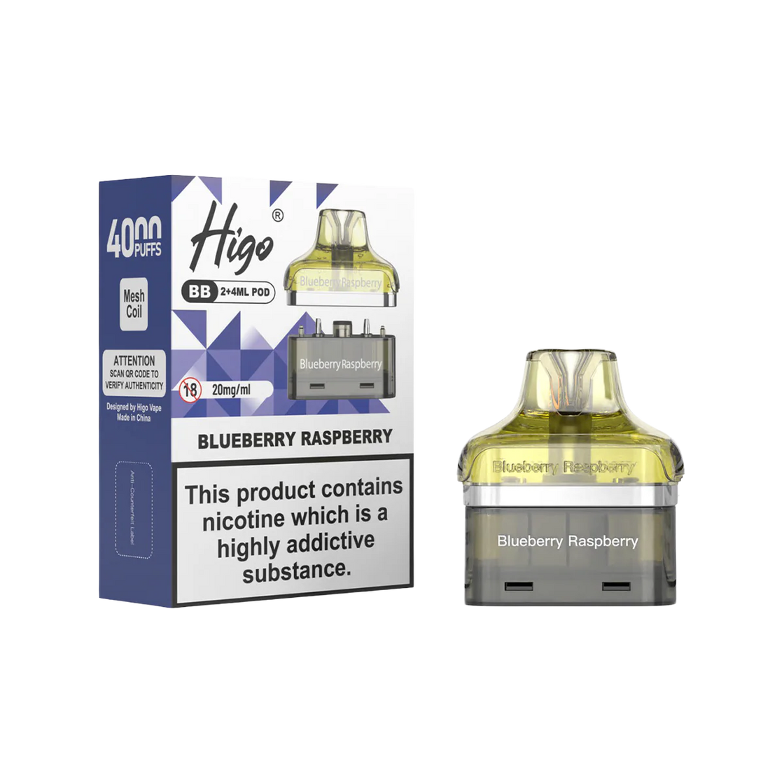 Higo BB4000 Pods (Box of 5) - Blueberry Raspberry