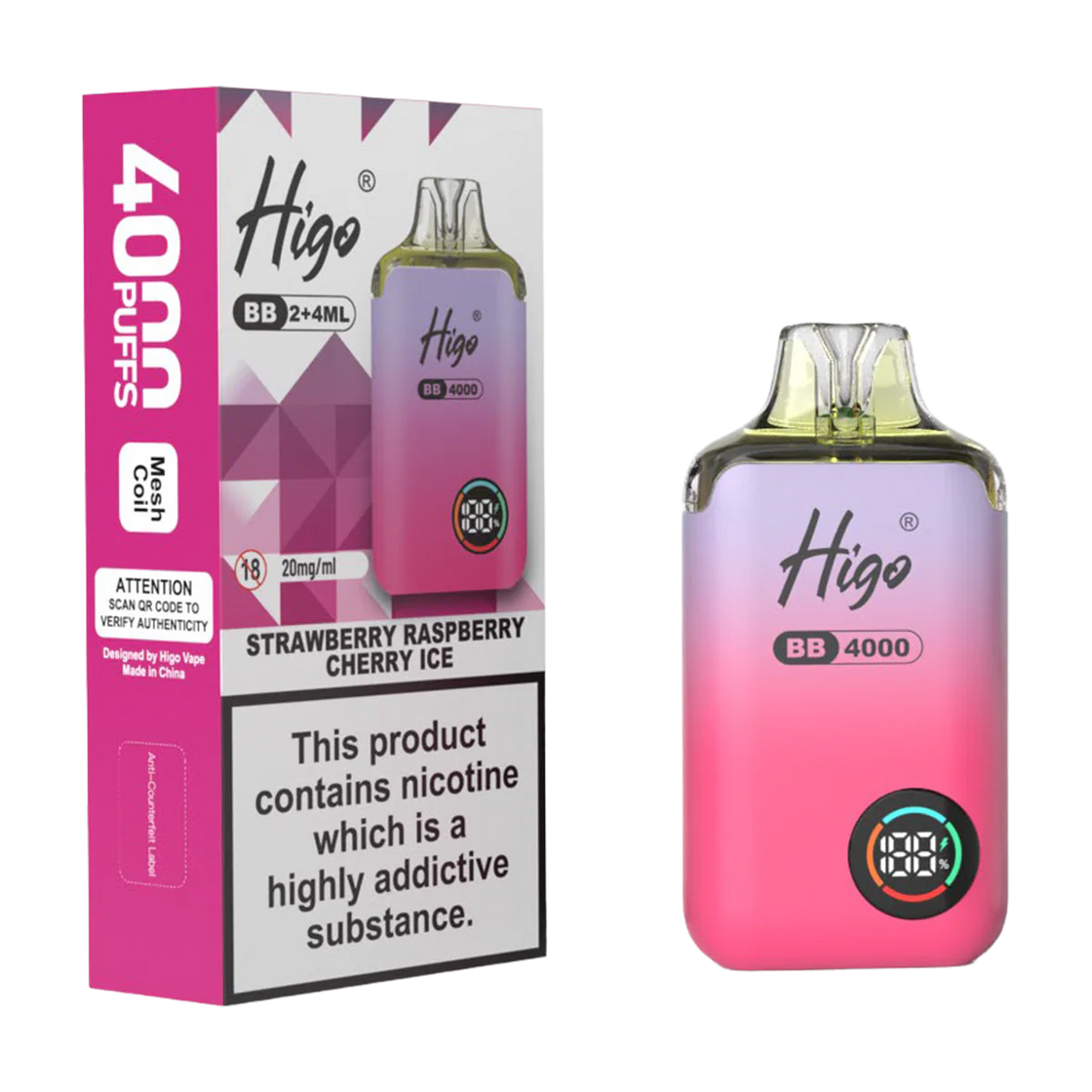 Higo BB4000 Kit (Box of 10) - Strawberry Raspberry Cherry Ice