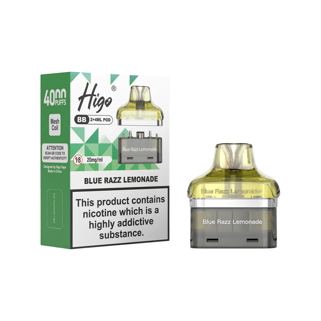 Higo BB4000 Pods (Box of 5) - Blue Razz Lemonade
