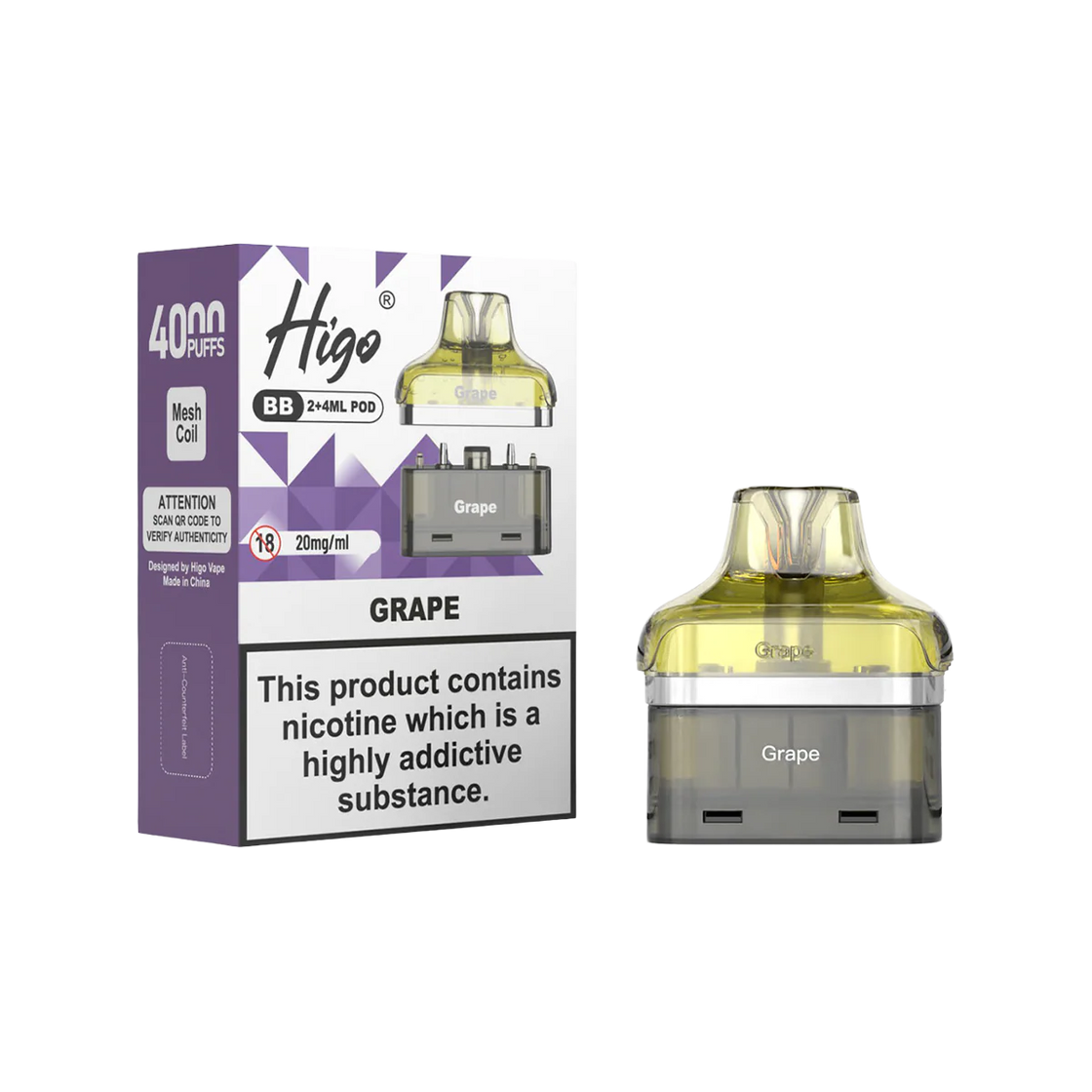 Higo BB4000 Pods (Box of 5) - Grape