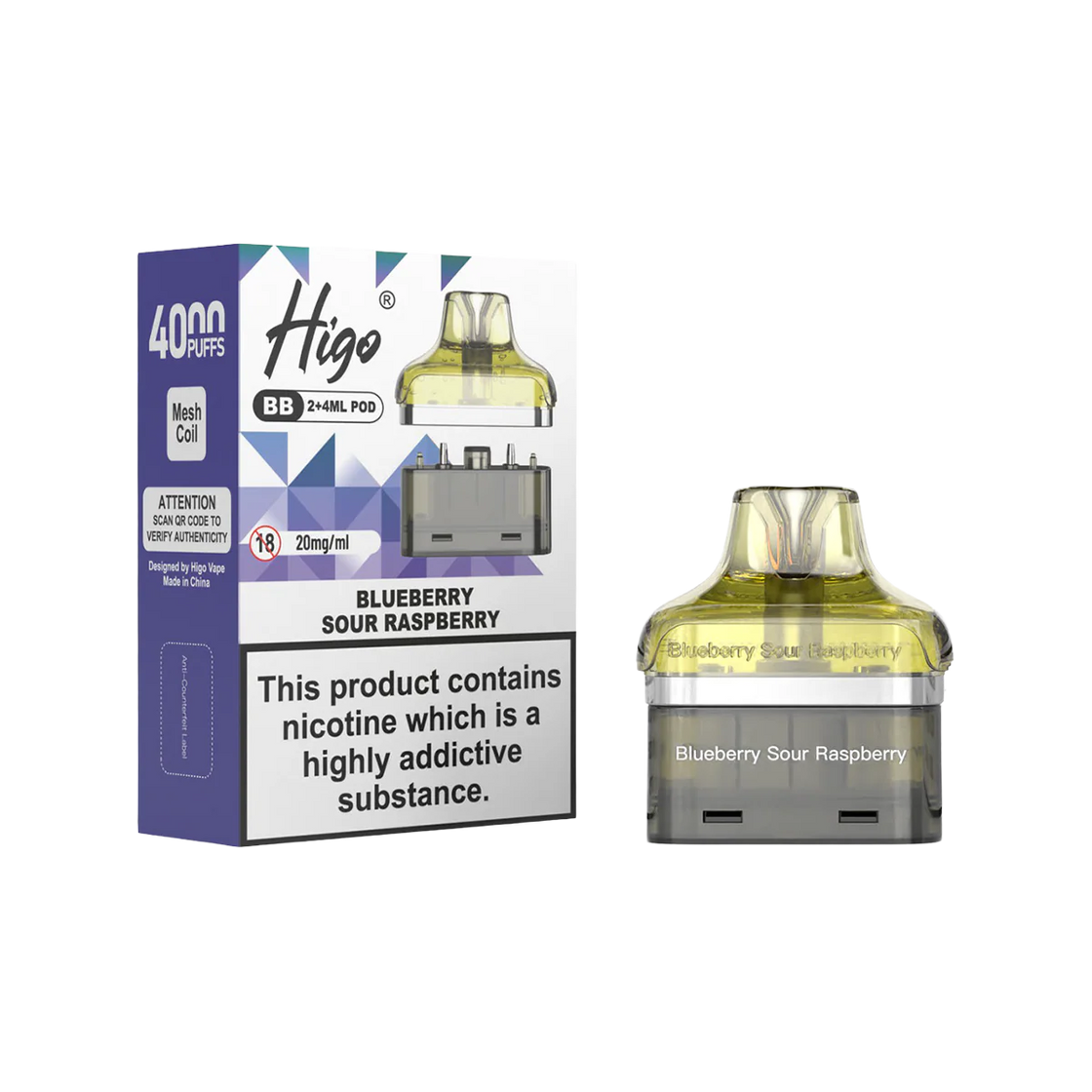 Higo BB4000 Pods (Box of 5) - Blueberry Sour Raspberry