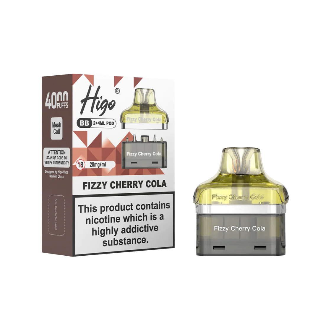Higo BB4000 Pods (Box of 5) - Fizzy Cherry Cola
