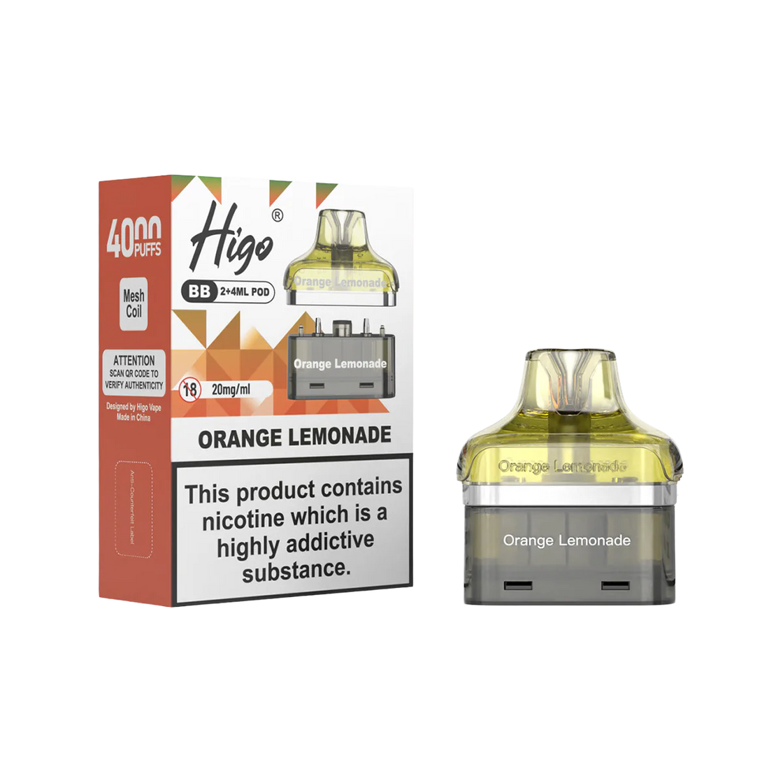 Higo BB4000 Pods (Box of 5) - Orange Lemonade