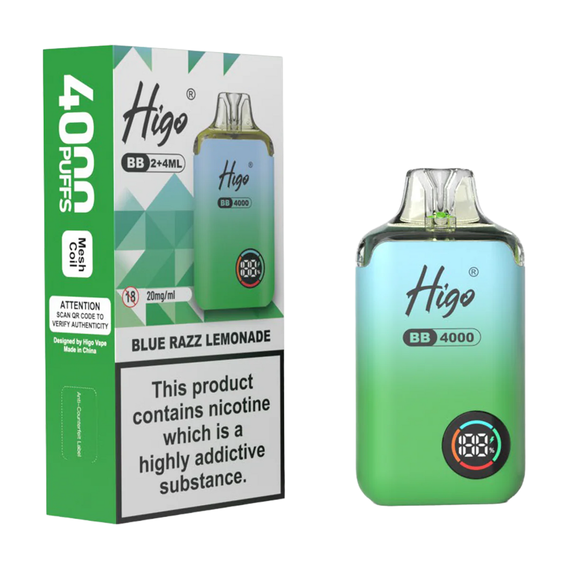 Higo BB4000 Kit (Box of 10) - Blue Razz Lemonade
