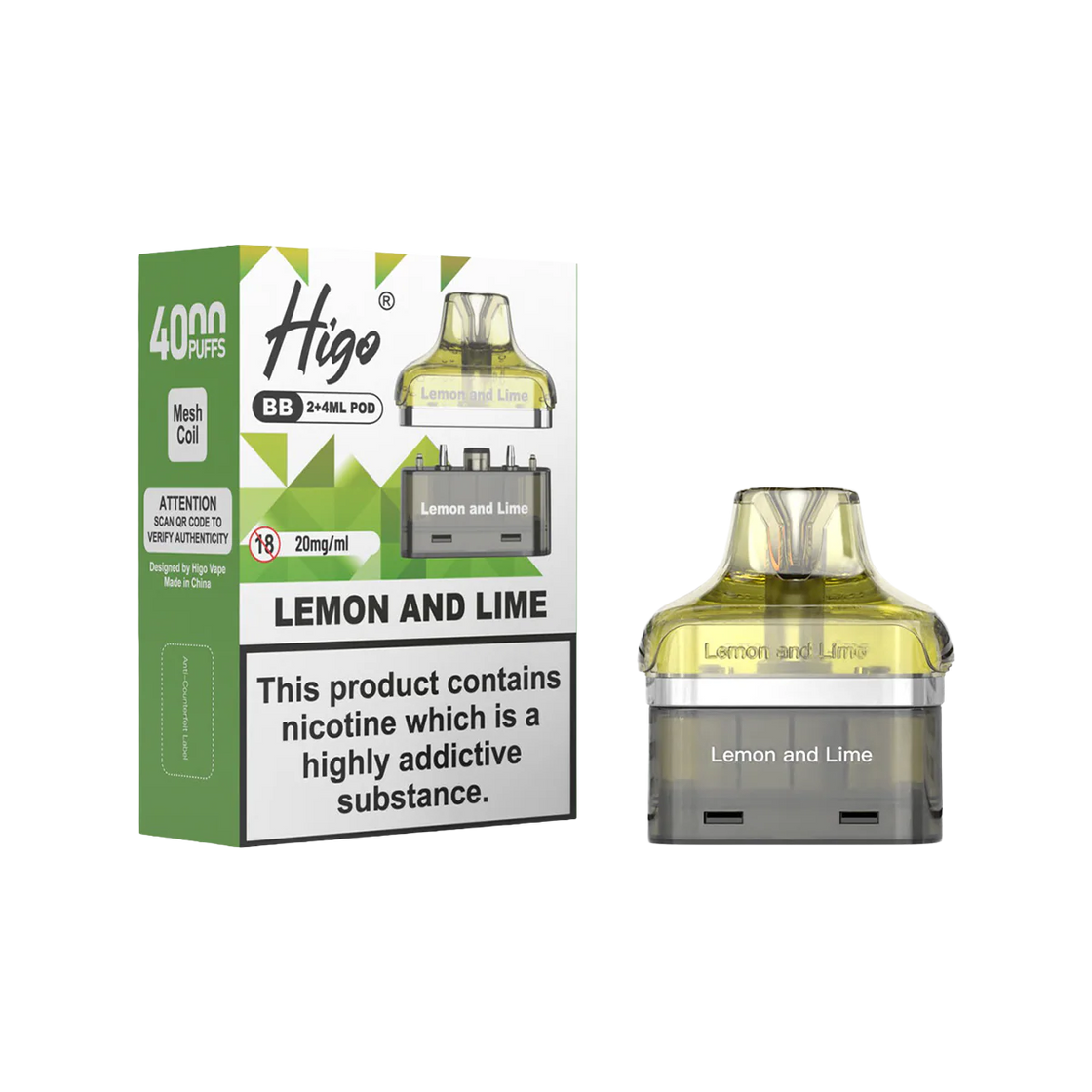 Higo BB4000 Pods (Box of 5) - Lemon and Lime