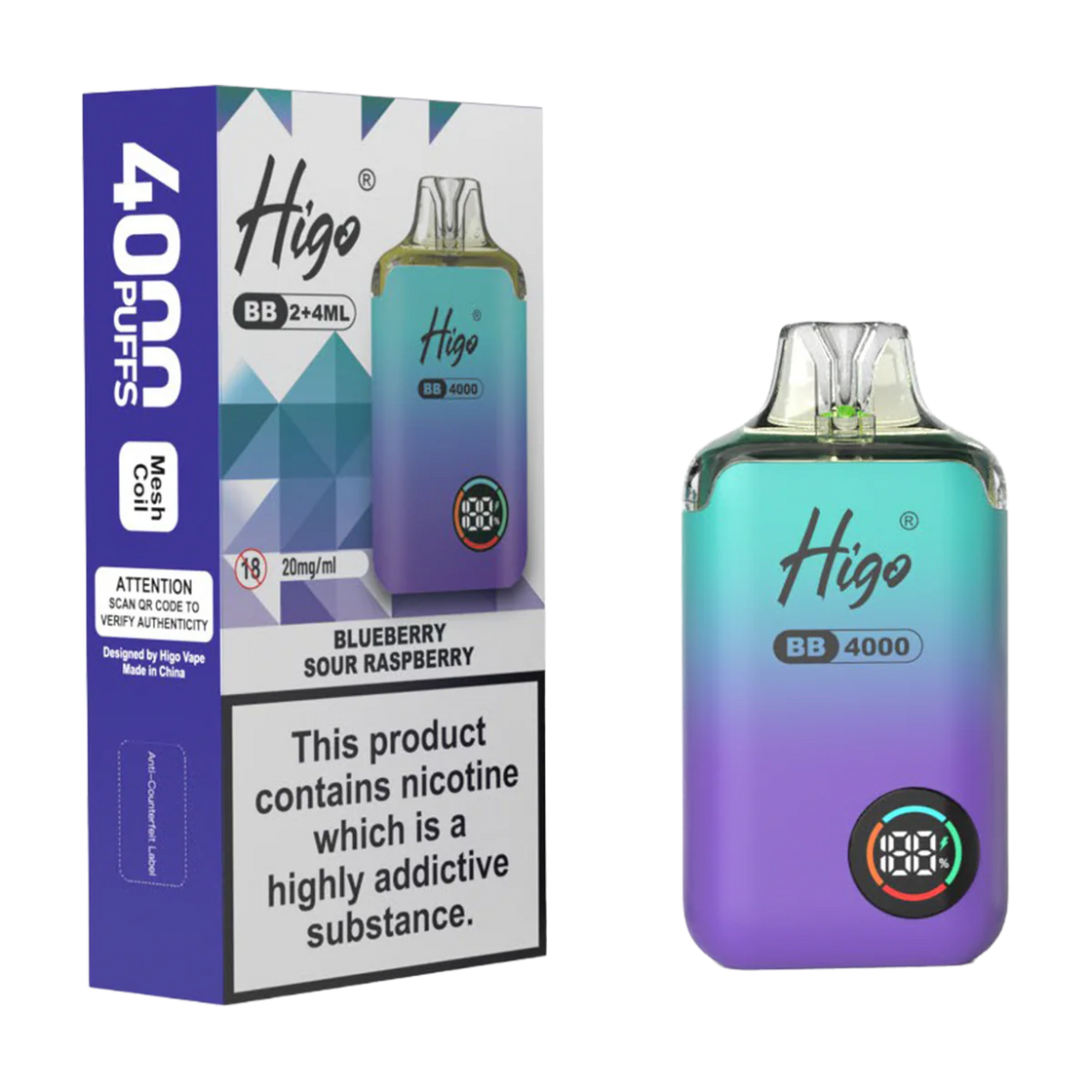 Higo BB4000 Kit (Box of 10) - Blueberry Sour Raspberry
