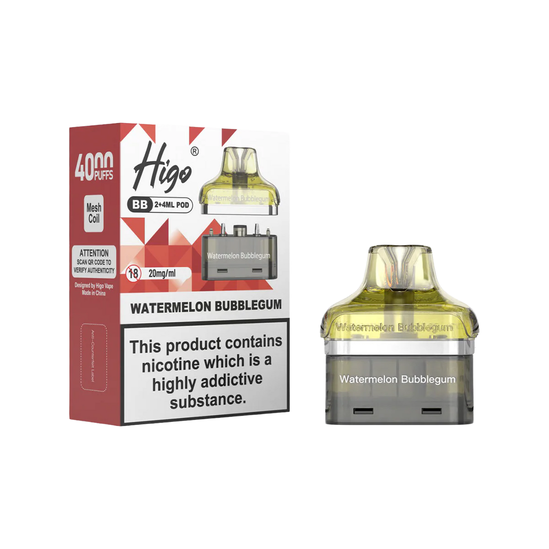 Higo BB4000 Pods (Box of 5) - Watermelon Bubblegum