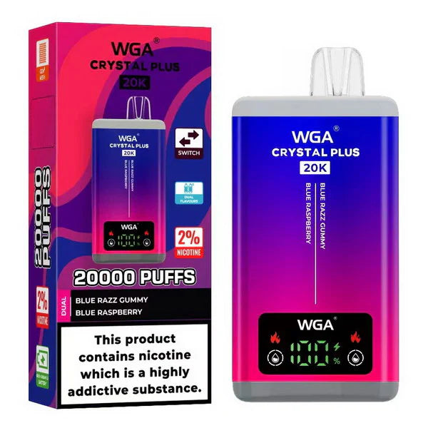 WGA Crystal Plus 20000 Disposable Vape 2-in-1 Rechargeable (Box of 10)