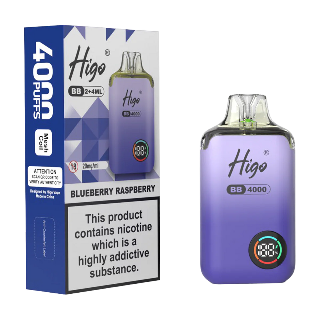 Higo BB4000 Kit (Box of 10) - Blueberry Raspberry