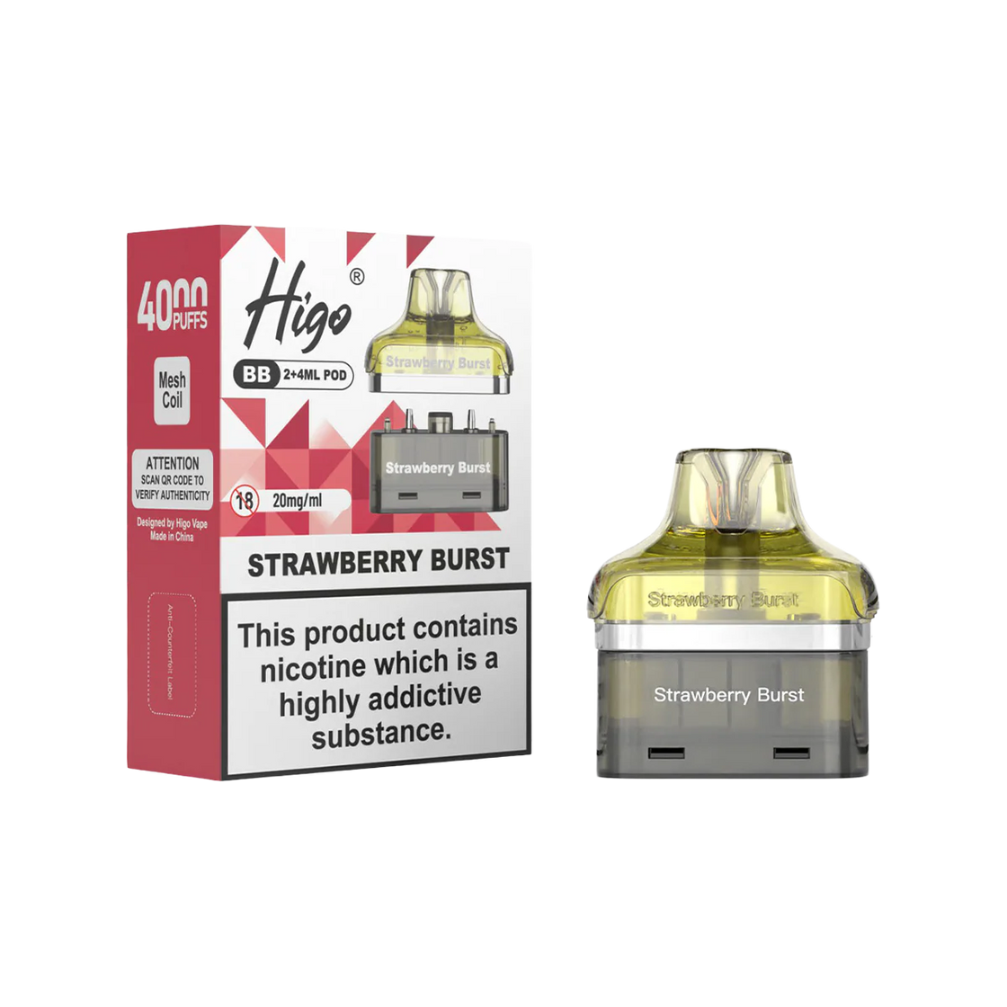 Higo BB4000 Pods (Box of 5) - Strawberry Burst