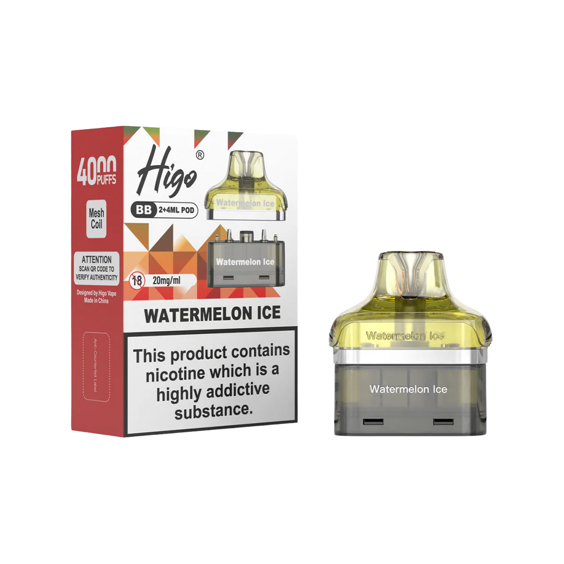 Higo BB4000 Pods (Box of 5) - Watermelon Ice