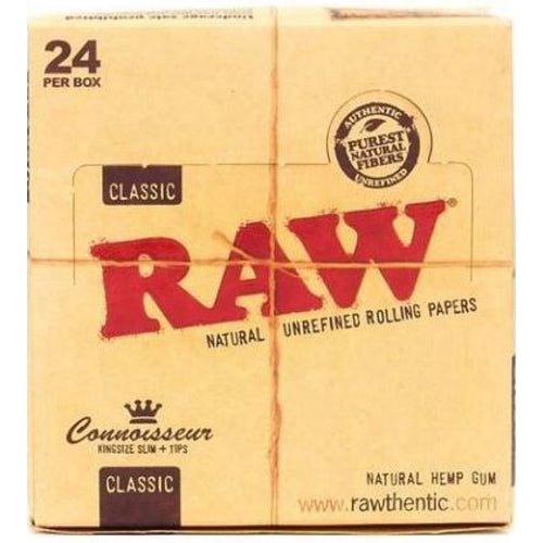 Raw Connoisseur Classic Natural Unrefined Rolling Papers King Size Sli