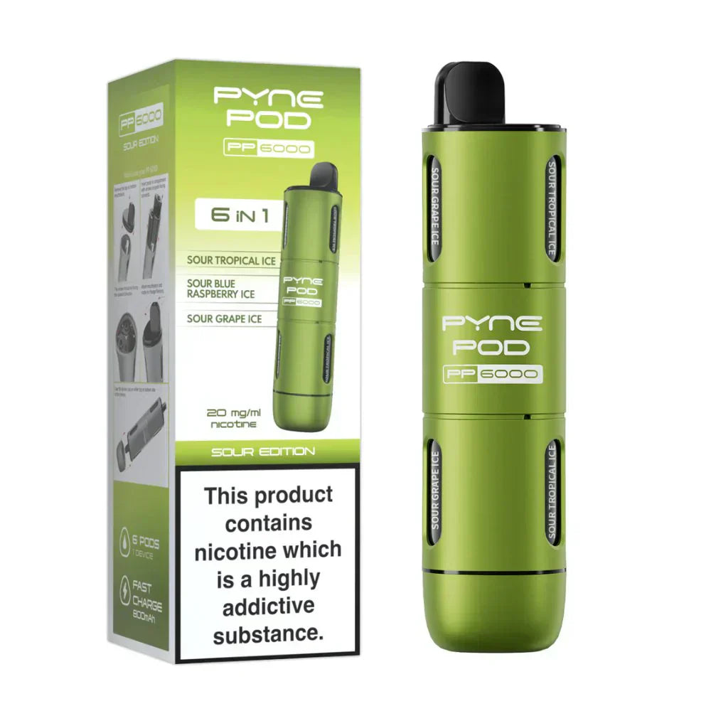 6 In 1 Pyne Pod PP6000 Disposable Vape (Box of 5)