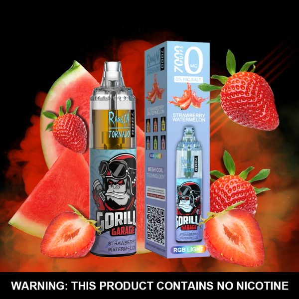 RAndM Tornado 7000 0% Nicotine Strawberry Watermelon flavour