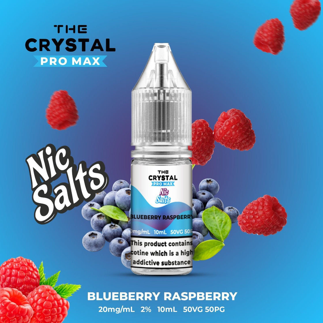 The Crystal Pro Max Vape Nic Salts 10ml - Box of 10 - Blueberry Raspberry -Vapeuksupplier