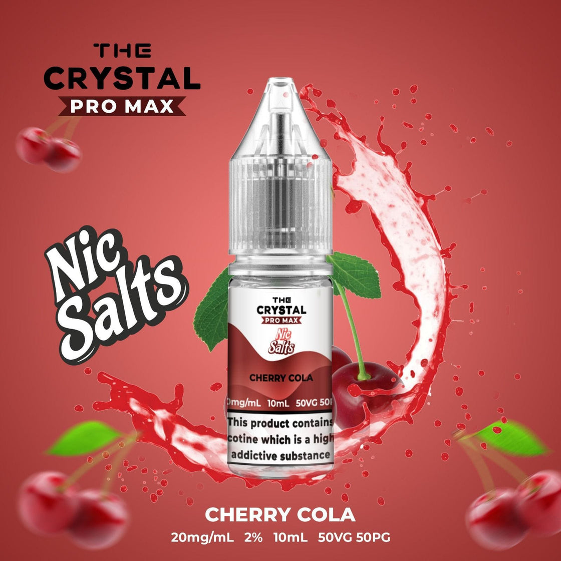 The Crystal Pro Max Vape Nic Salts 10ml - Box of 10 - Cherry Cola -Vapeuksupplier