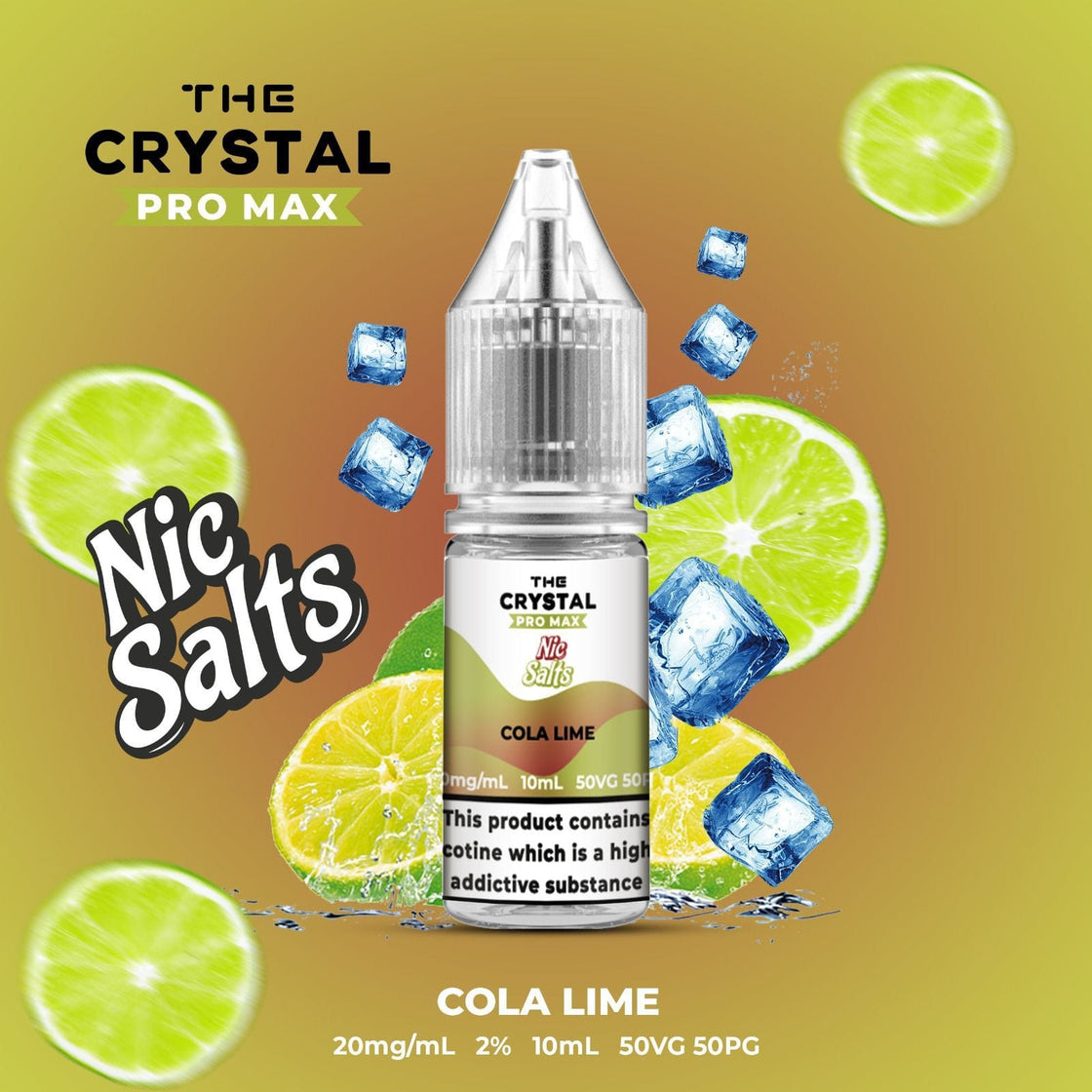The Crystal Pro Max Vape Nic Salts 10ml - Box of 10 - Cola Lime -Vapeuksupplier
