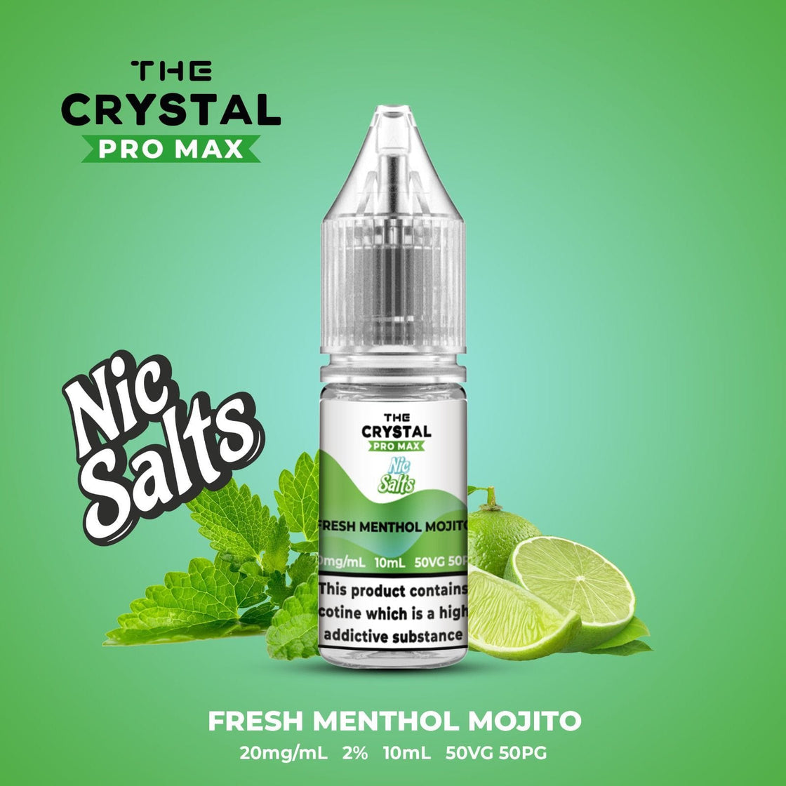 The Crystal Pro Max Vape Nic Salts 10ml - Box of 10 - Fresh Menthol Mojito -Vapeuksupplier