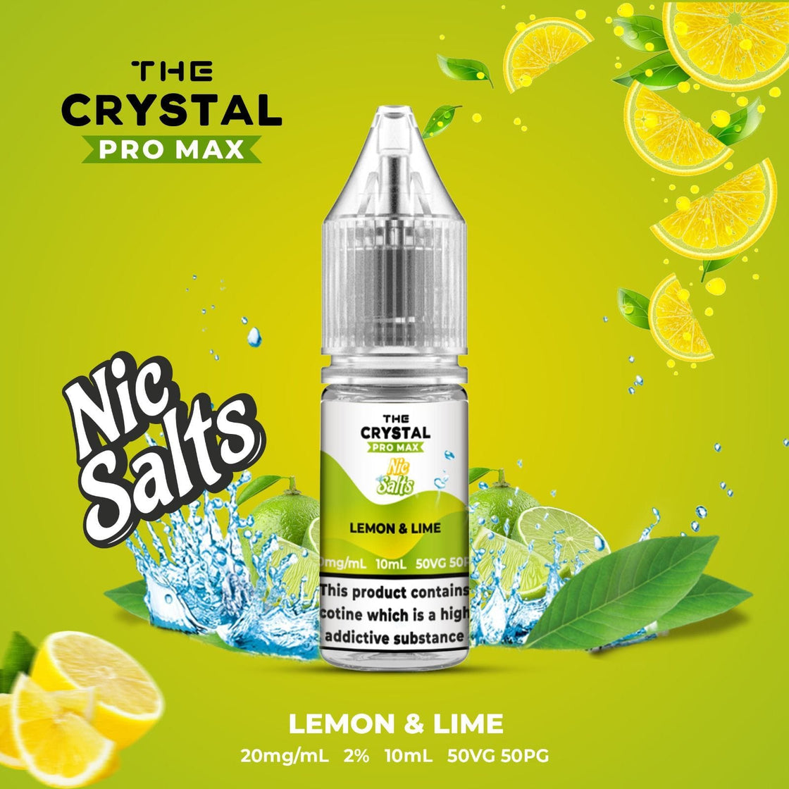 The Crystal Pro Max Vape Nic Salts 10ml - Box of 10 - Lemon Lime -Vapeuksupplier